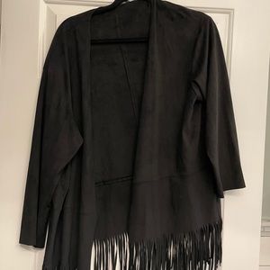 Zara black cover up/ jacket w frill
